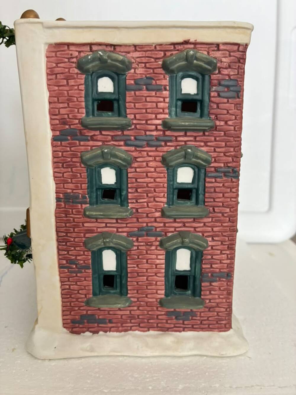 Vintage Woolworth H.S. Trust Co Lighted Porcelain Christmas Village Bank